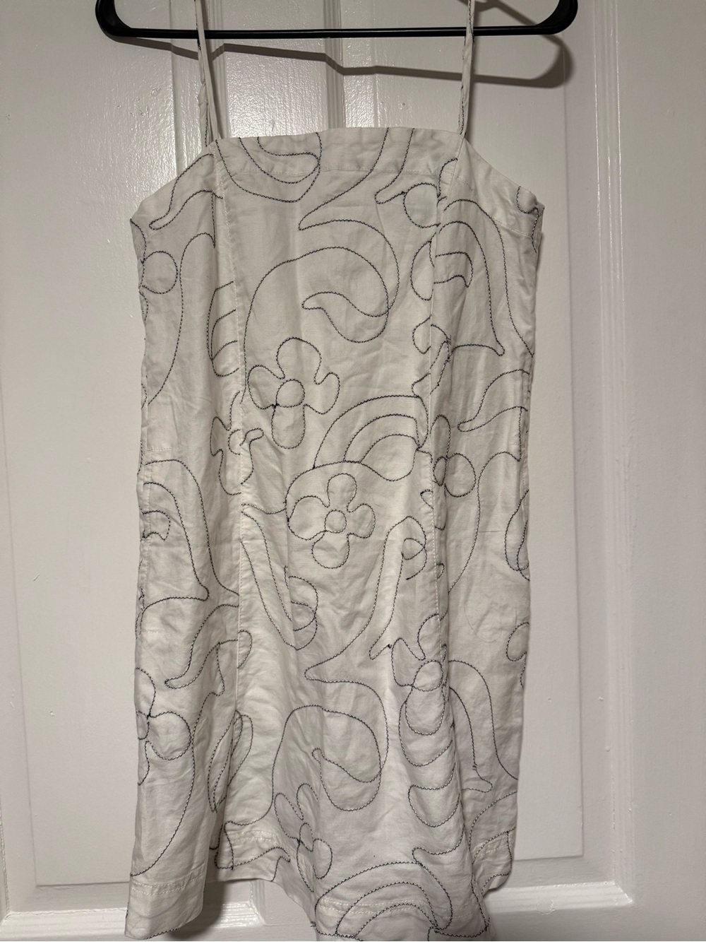 Madewell White Spaghetti-Strap Floral Embroidered Dress